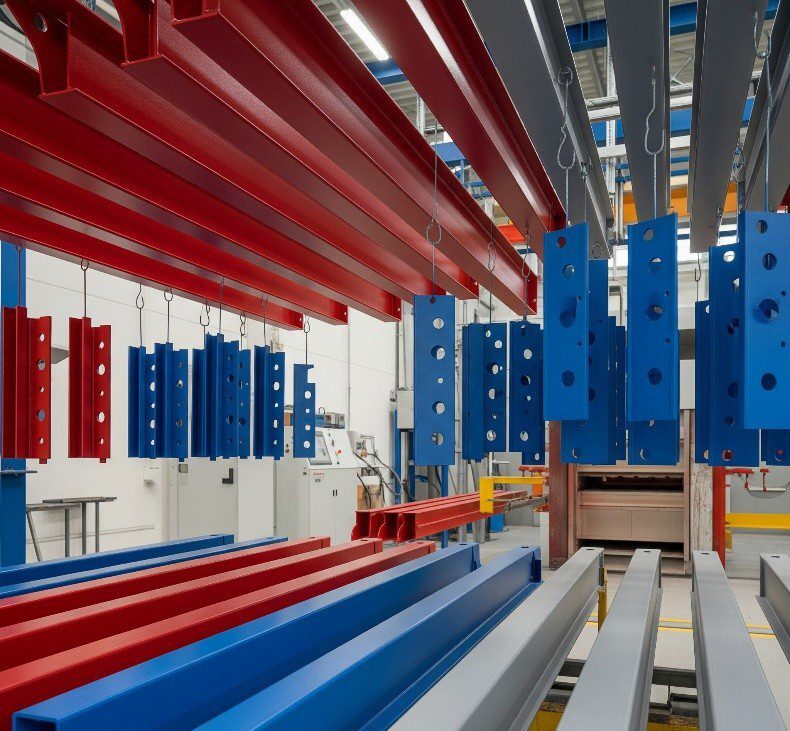 Powder coating industrial metal parts