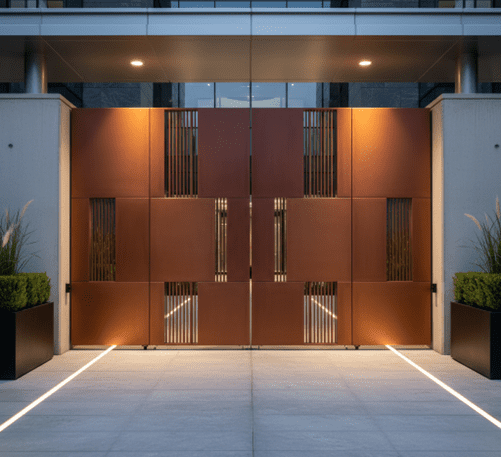 Copper coated contemporary gate