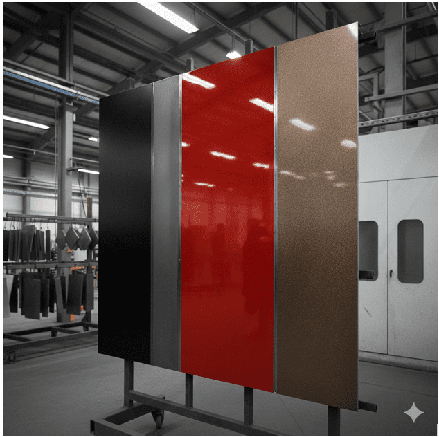 metallic flake powder coat panels