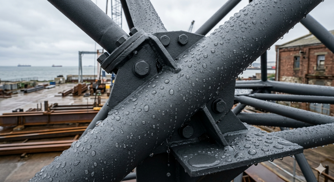 powder coated structure showing superhydrophobic properties