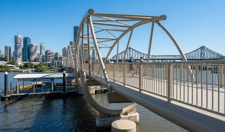 Powder coated bridge and handrails