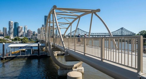 Powder coated bridge and handrails
