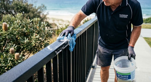 Cleaning powder coating