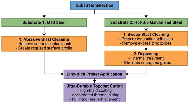 substrate selection powder coating process